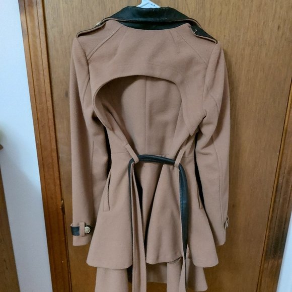 Layered-Hem Double-Breasted Winter Trench Coat from YesStyle Camel Brown Size S - Picture 9 of 10